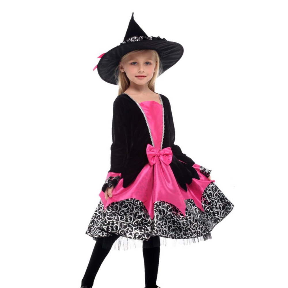 Black Pink Witchy Costume - Spooky Little Witchy Dress for Kids - Halloween